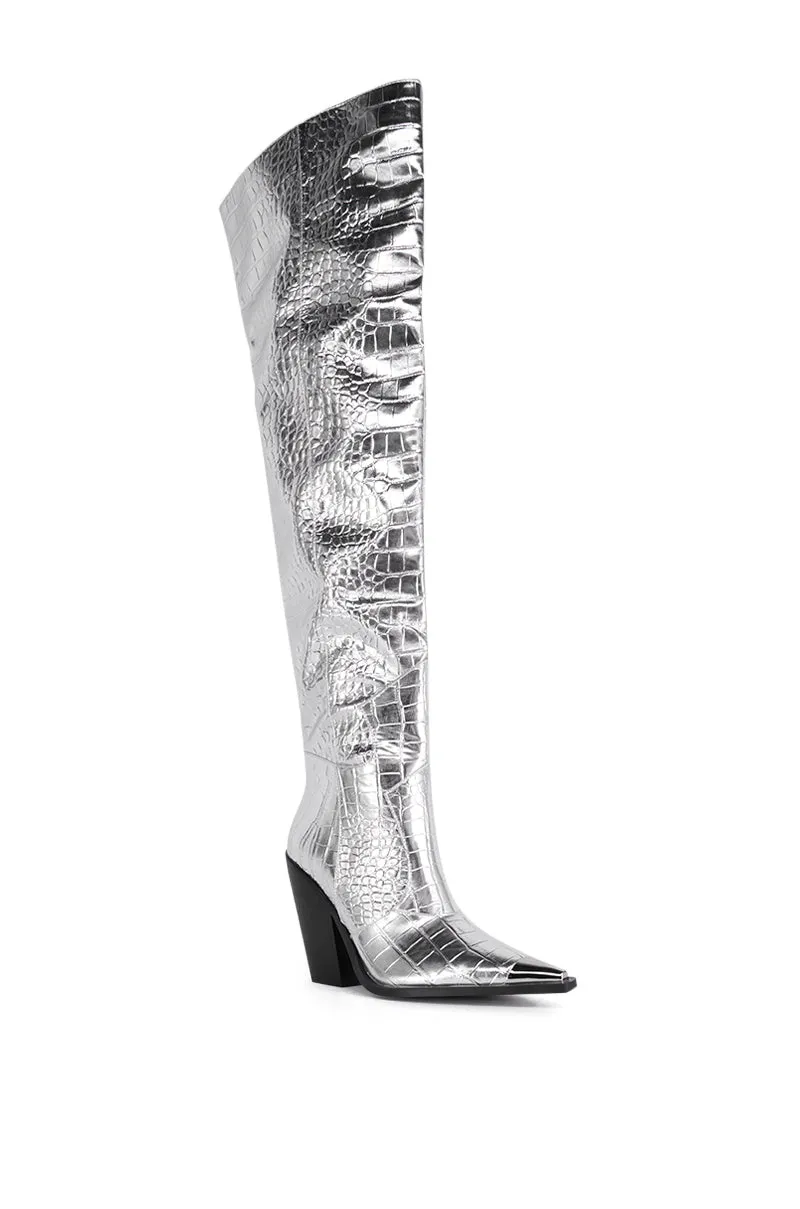 AZALEA WANG SILVER CROC GRISSEL WESTERN BOOT sold by AKIRA product image thumbnail 4