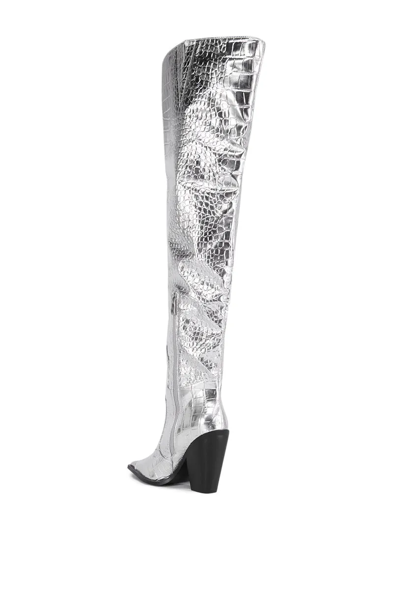 AZALEA WANG SILVER CROC GRISSEL WESTERN BOOT sold by AKIRA product image thumbnail 5