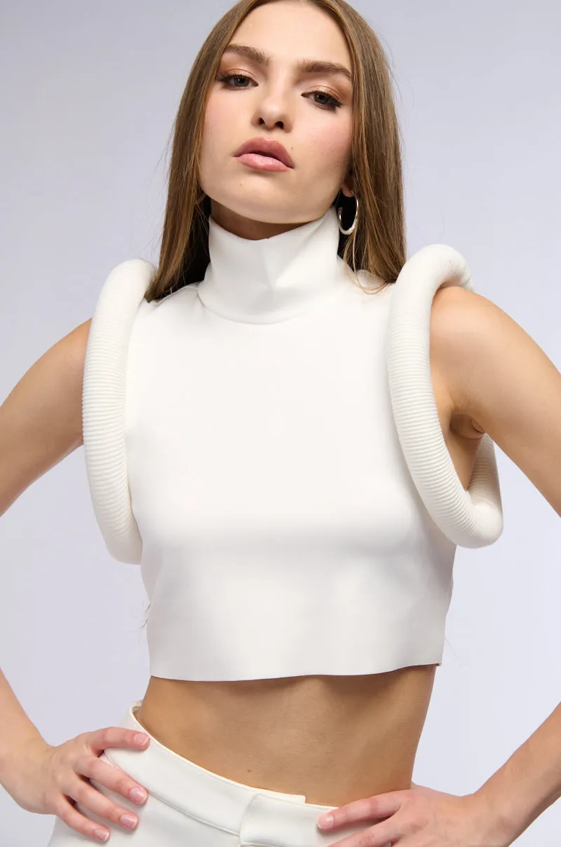 ALL ABOUT THE DETAILS TOP IN WHITE sold by AKIRA