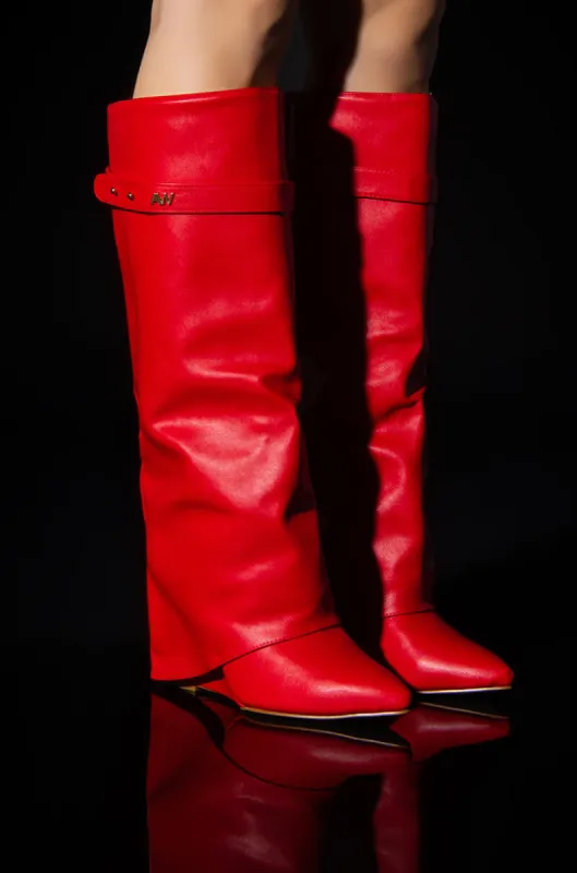 AZALEA WANG STUCK ON YOU WEDGE BOOT IN RED sold by AKIRA