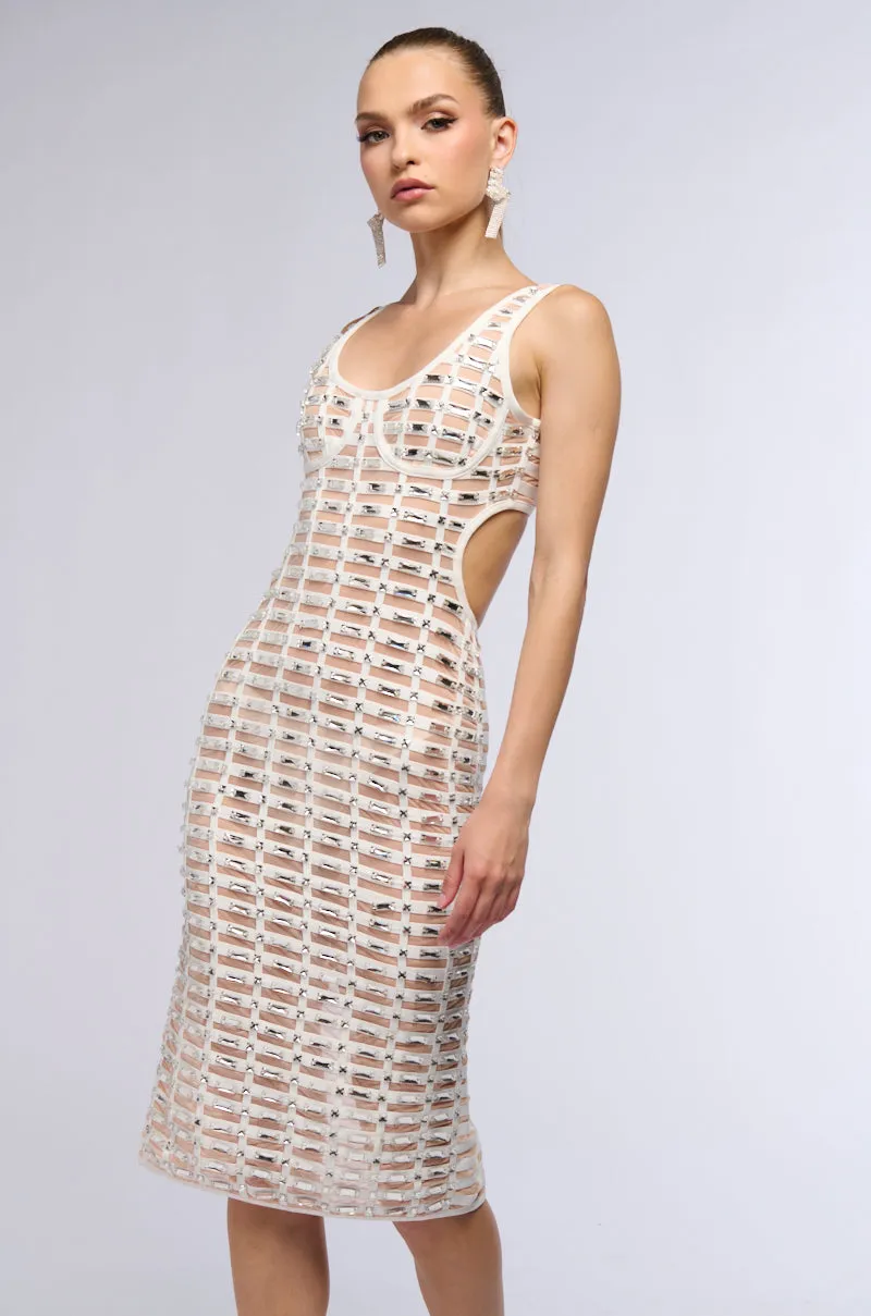 DIAMONDS ARE MY BEST FRIEND RHINESTONE MIDI DRESS sold by AKIRA product image thumbnail 2