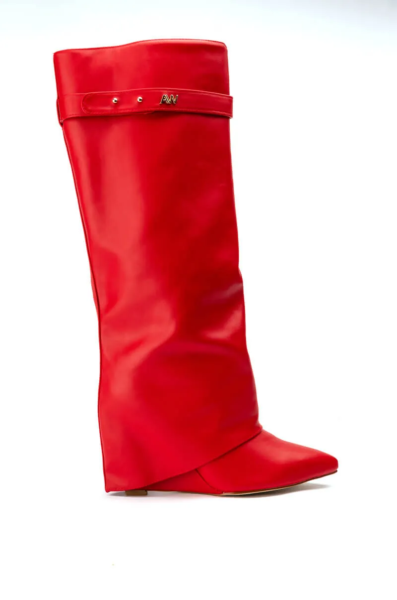 AZALEA WANG STUCK ON YOU WEDGE BOOT IN RED sold by AKIRA product image thumbnail 2