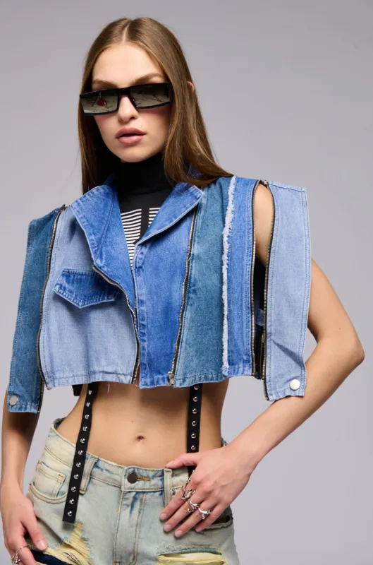 EASY LOVING CROP DENIM TOP sold by AKIRA