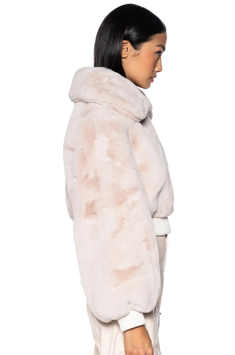 DREW FAUX FUR BOMBER WITH RIB TRIM sold by AKIRA product image thumbnail 4
