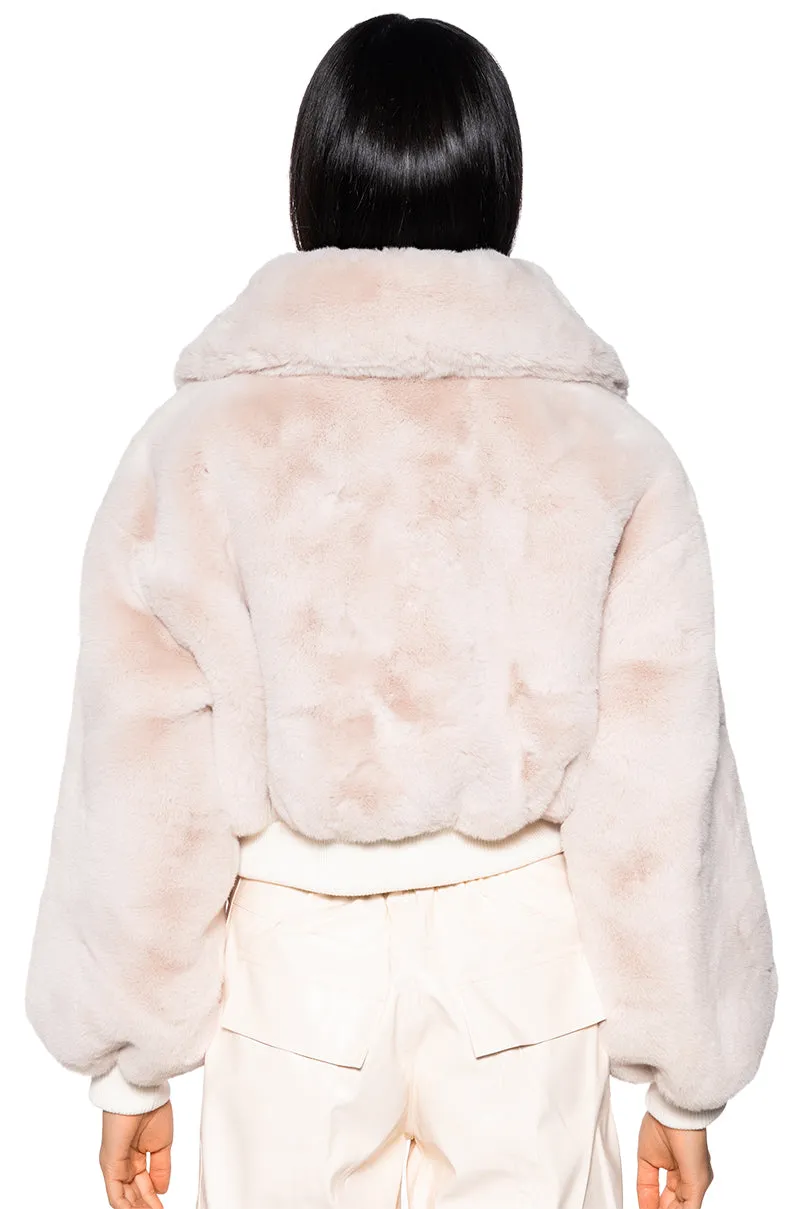 DREW FAUX FUR BOMBER WITH RIB TRIM sold by AKIRA product image thumbnail 5