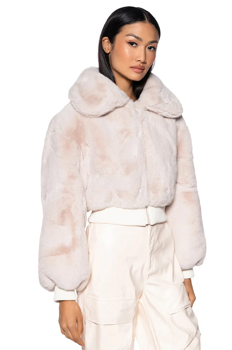 DREW FAUX FUR BOMBER WITH RIB TRIM sold by AKIRA product image thumbnail 2