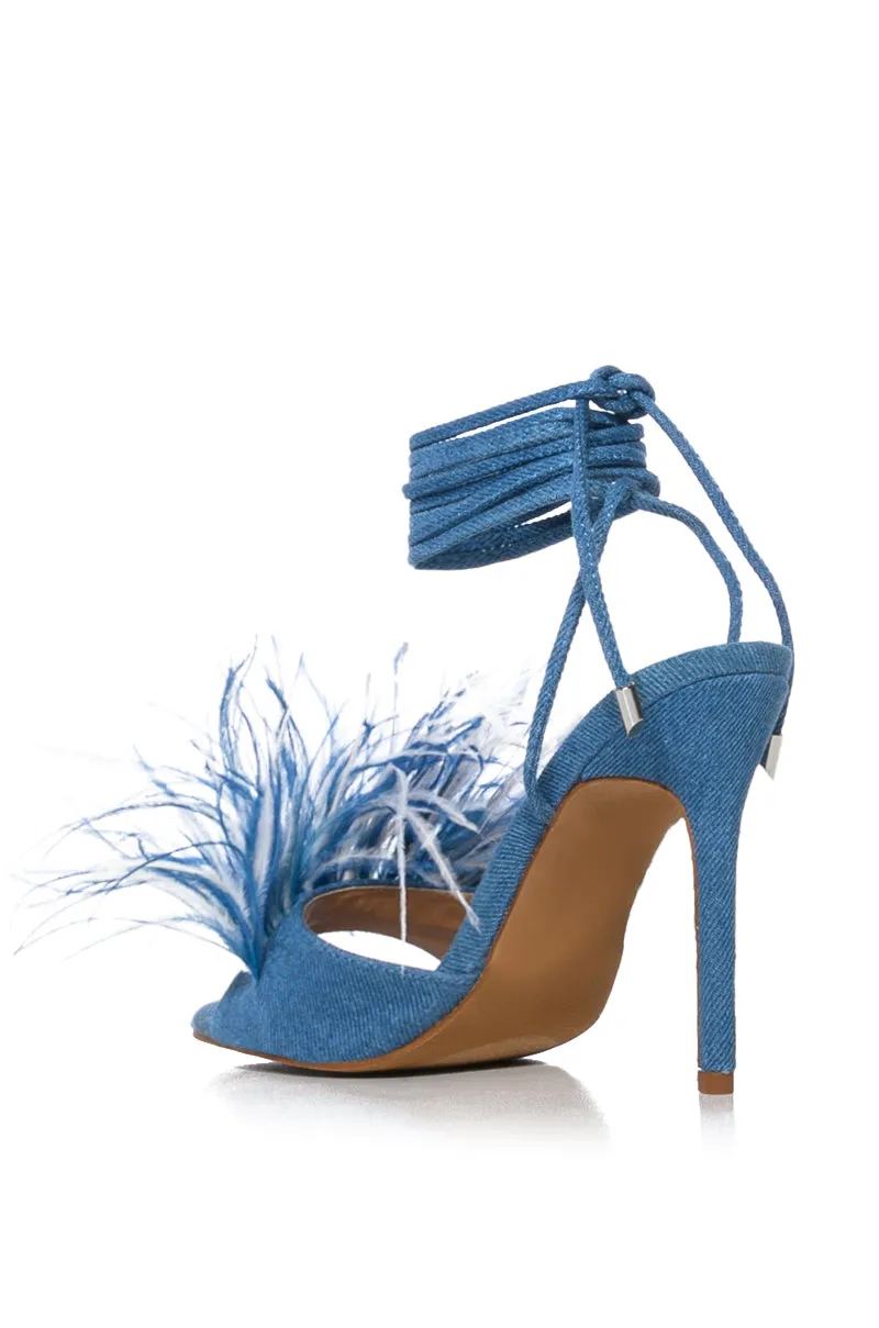 INDIANA MULTI FEATHER DETAIL SANDAL IN BLUE sold by AKIRA product image thumbnail 5