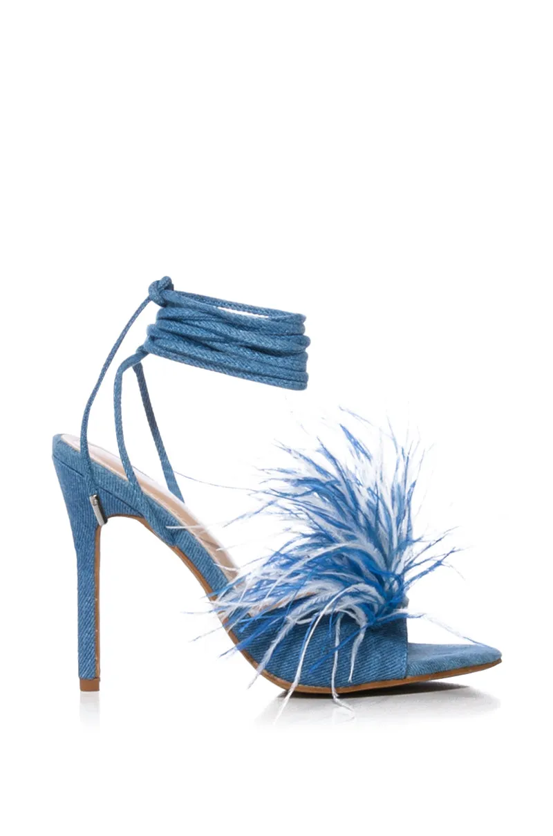 INDIANA MULTI FEATHER DETAIL SANDAL IN BLUE sold by AKIRA product image thumbnail 3