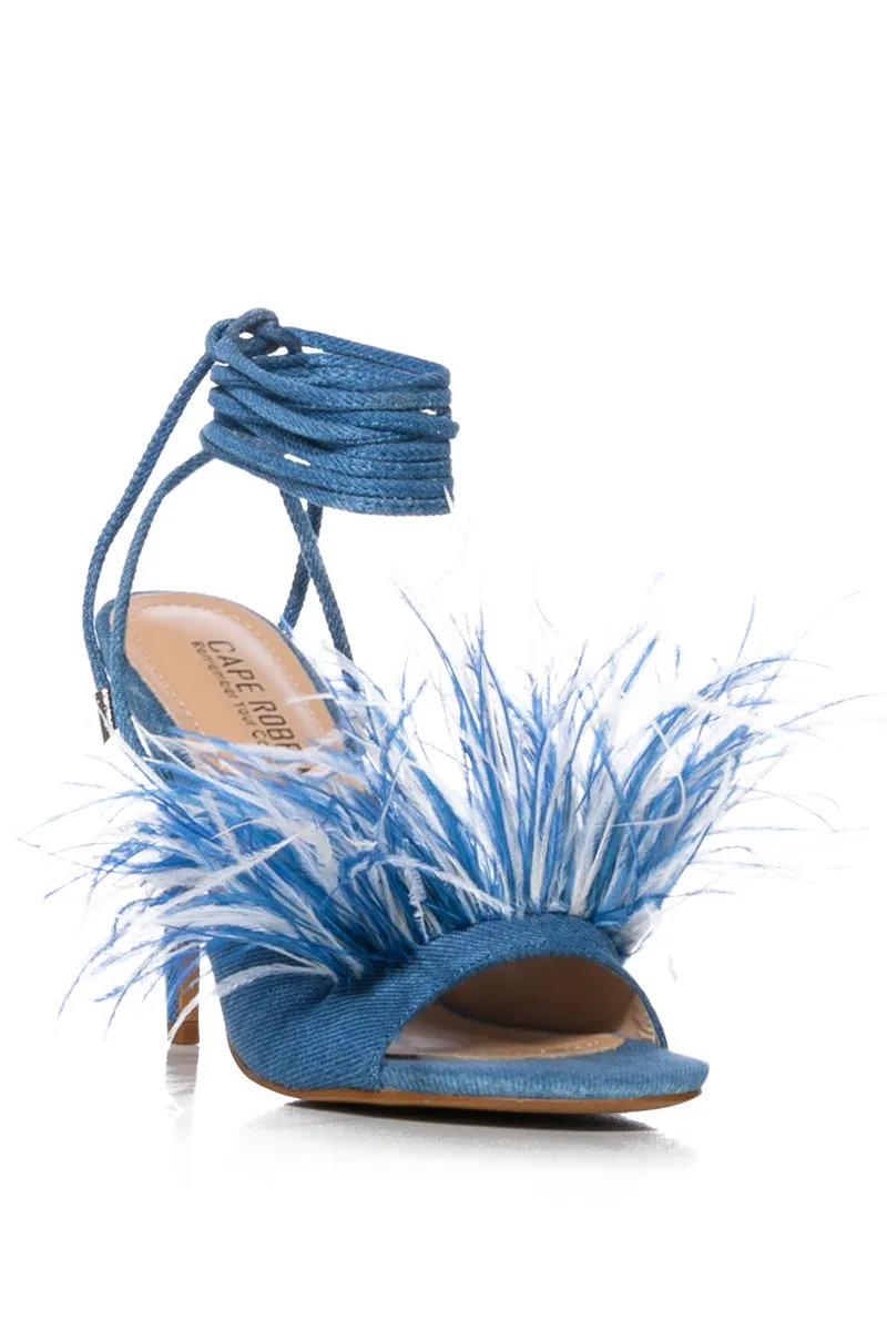 INDIANA MULTI FEATHER DETAIL SANDAL IN BLUE sold by AKIRA product image thumbnail 4