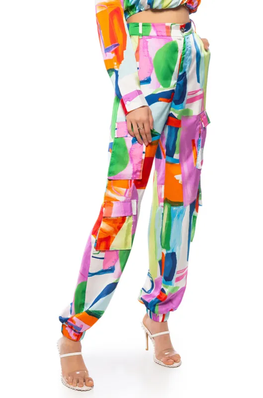 QUINN ABSTRACT PRINTED JOGGER sold by AKIRA