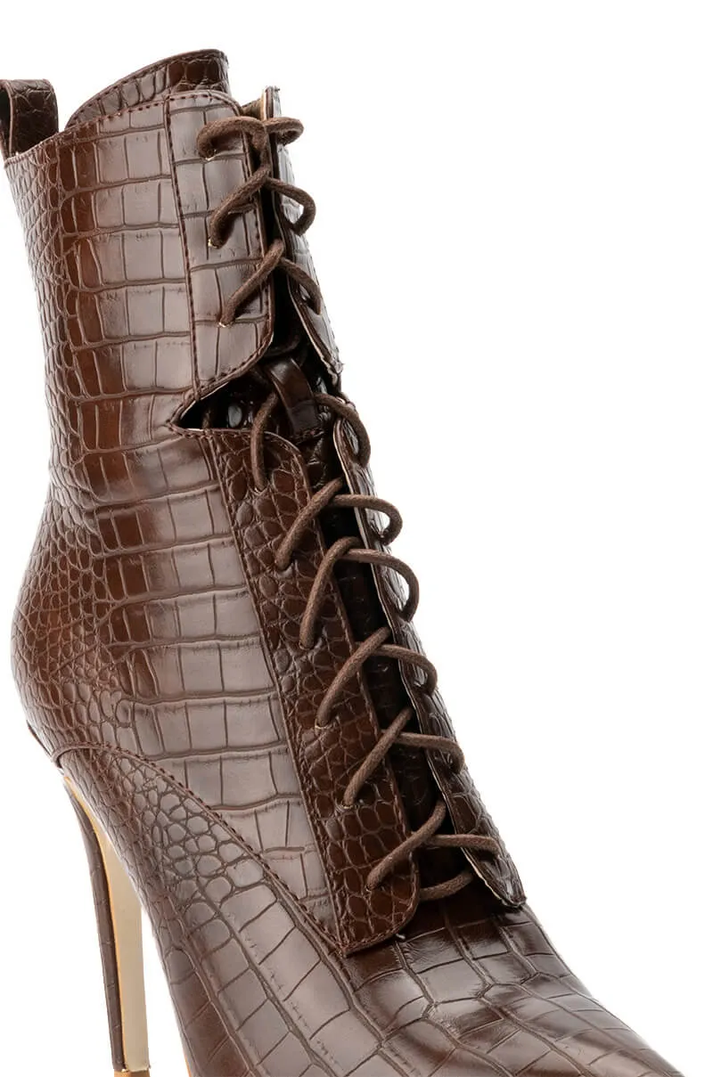 AZALEA WANG ASTORIA LACE UP STILETTO BOOTIE IN BLACKPATENT sold by AKIRA product image thumbnail 5