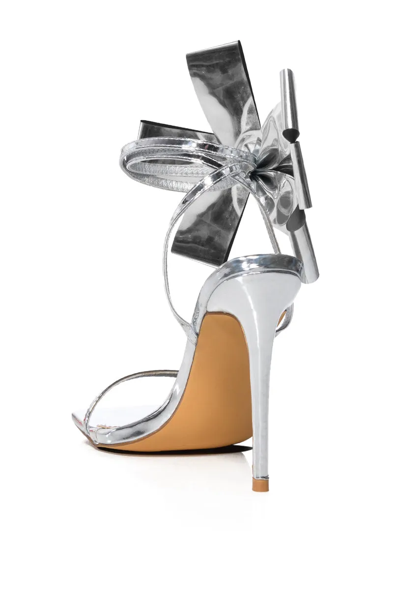 BEAU SILVER BOW STILETTO SANDAL sold by AKIRA product image thumbnail 4