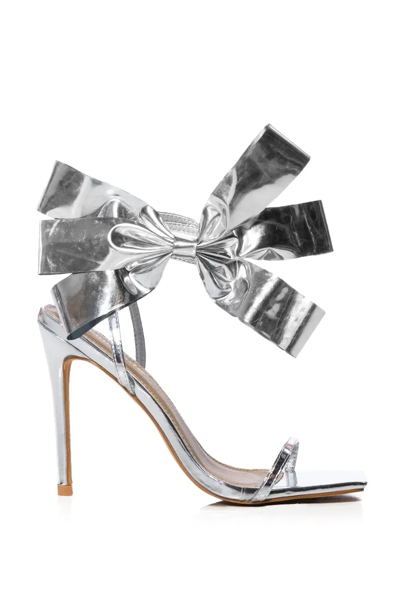 BEAU SILVER BOW STILETTO SANDAL sold by AKIRA product image thumbnail 2