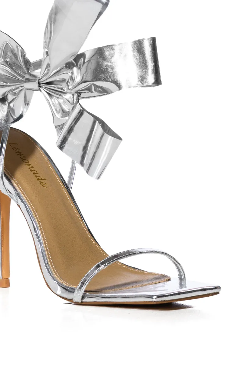 BEAU SILVER BOW STILETTO SANDAL sold by AKIRA product image thumbnail 5