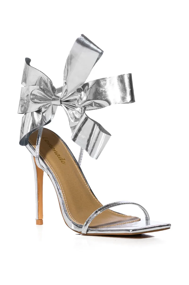 BEAU SILVER BOW STILETTO SANDAL sold by AKIRA product image thumbnail 3