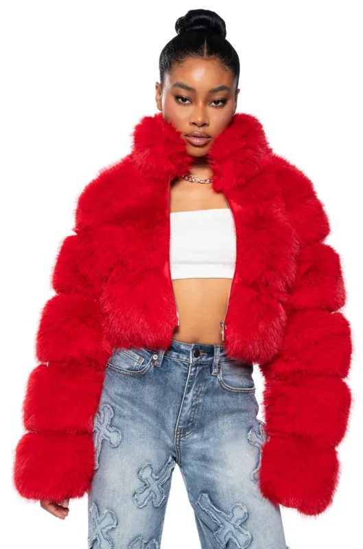BARBZ FAUX FUR JACKET sold by AKIRA