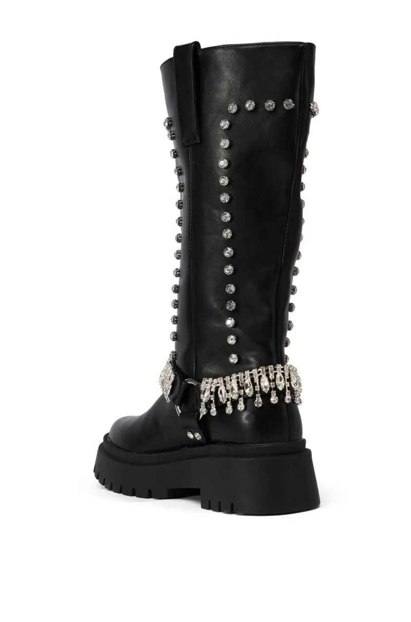 AZALEA WANG FILOMENA BLACK EMBELLISHED FLATFORM BOOT sold by AKIRA product image thumbnail 4