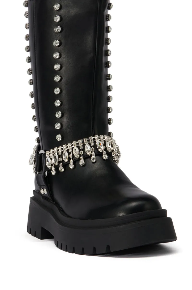 AZALEA WANG FILOMENA BLACK EMBELLISHED FLATFORM BOOT sold by AKIRA product image thumbnail 5