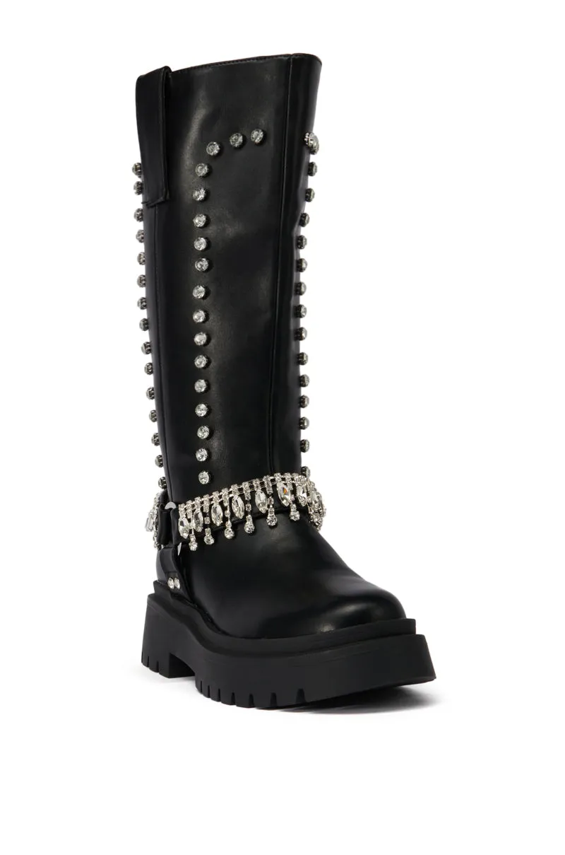 AZALEA WANG FILOMENA BLACK EMBELLISHED FLATFORM BOOT sold by AKIRA product image thumbnail 3