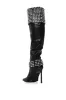 AZALEA WANG MARLENA SILVER STUDDED BLACK BOOT sold by AKIRA