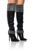 AZALEA WANG MARLENA SILVER STUDDED BLACK BOOT sold by AKIRA