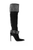 AZALEA WANG MARLENA SILVER STUDDED BLACK BOOT sold by AKIRA