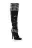 AZALEA WANG MARLENA SILVER STUDDED BLACK BOOT sold by AKIRA