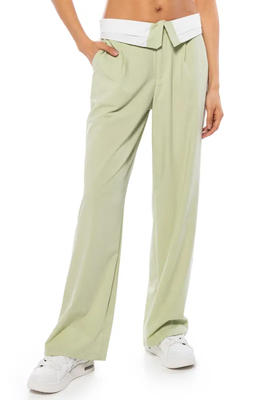 SERENA FOLD OVER WAIST WIDE LEG TROUSER sold by AKIRA