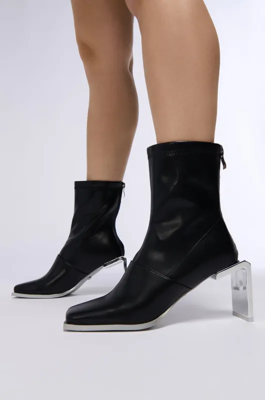 AZALEA WANG ANANT BLACK METAL OUTSOLE BOOTIE sold by AKIRA