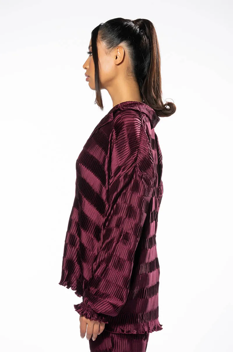CRINKLE SATIN LONG SLEEVE BUTTON DOWN BLOUSE sold by AKIRA product image thumbnail 4