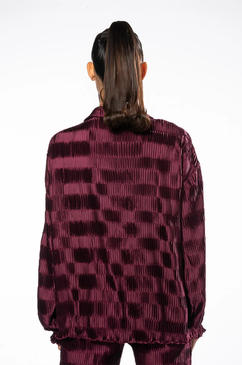 CRINKLE SATIN LONG SLEEVE BUTTON DOWN BLOUSE sold by AKIRA product image thumbnail 5