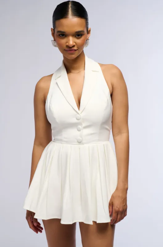 BUSINESS AT 4 TENNIS AT 5 PLEATED MINI DRESS sold by AKIRA