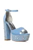 AZALEA WANG ARABELLE DENIM SANDAL WITH DIAMOND HEEL sold by AKIRA