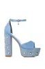 AZALEA WANG ARABELLE DENIM SANDAL WITH DIAMOND HEEL sold by AKIRA