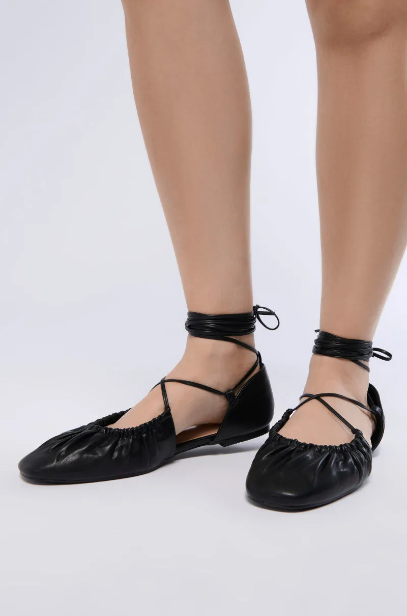 AZALEA WANG BEAUTIMOUS BLACK LACE UP BALLET FLAT sold by AKIRA