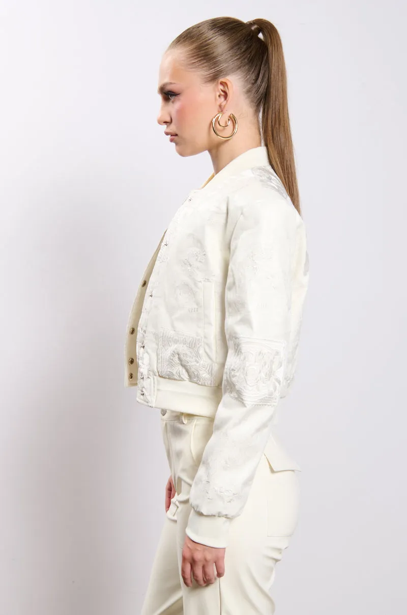 SHE KNOWS EMBROIDERED BOMBER sold by AKIRA product image thumbnail 5