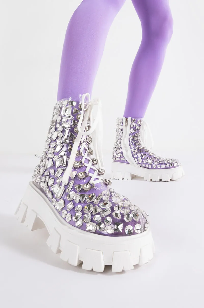 AZALEA WANG THIN ICE FLATFORM BOOTIE IN GLASS sold by AKIRA