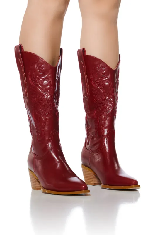 AZALEA WANG FLINT RED COWBOY BOOTIE sold by AKIRA