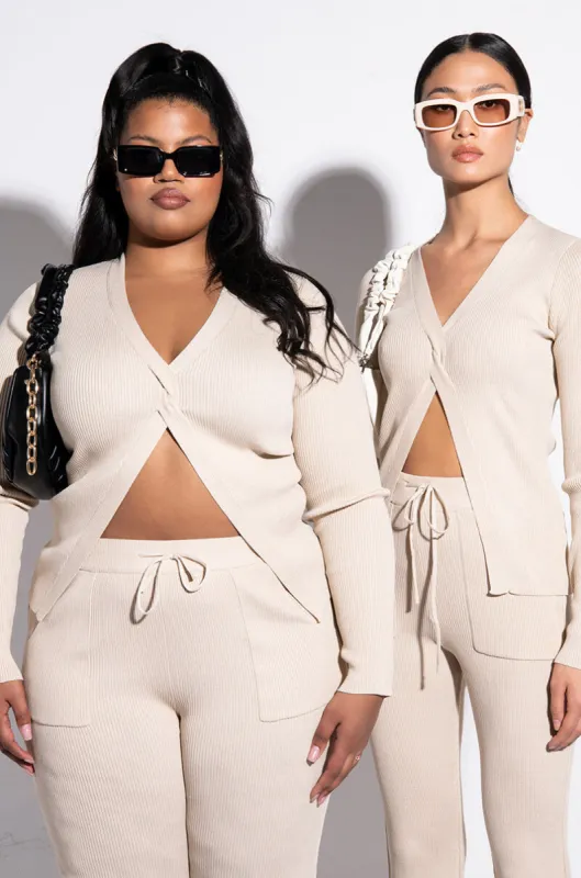 FRANCESCA DEEP V SPLIT FRONT SWEATER sold by AKIRA