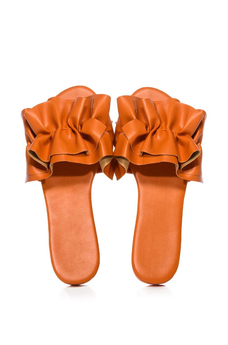 JILL FLAT PU SANDAL IN ORANGE sold by AKIRA product image thumbnail 2