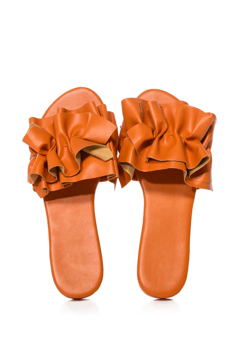 JILL FLAT PU SANDAL IN ORANGE sold by AKIRA product image thumbnail 3
