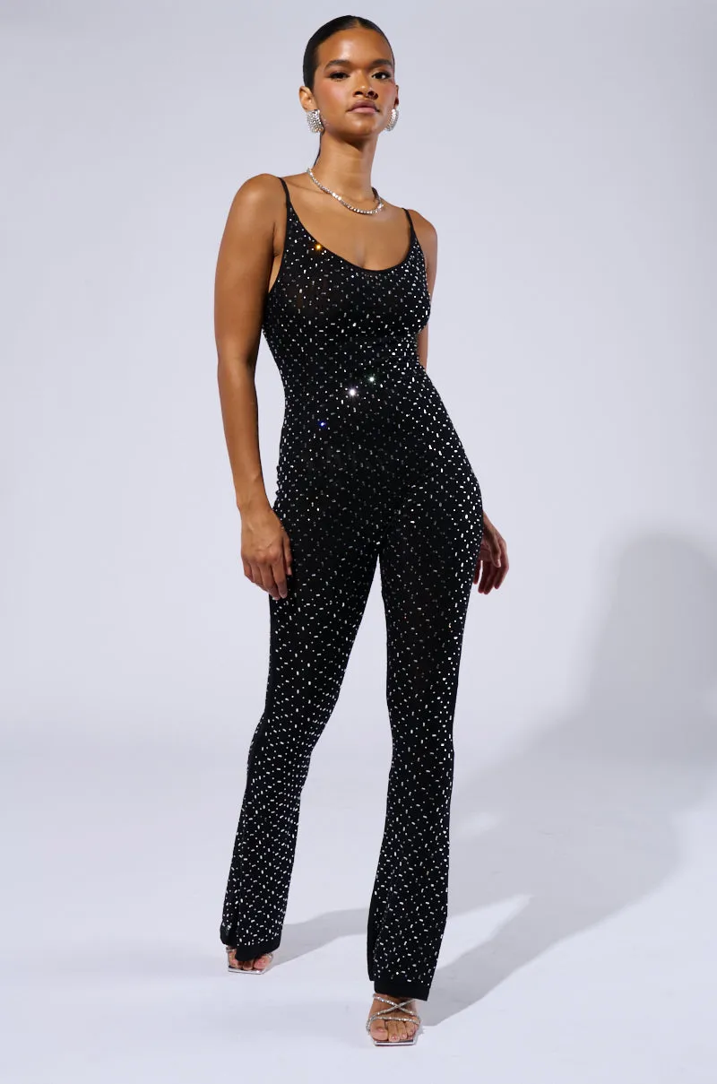 SABRINA RHINESTONE MESH JUMPSUIT sold by AKIRA
