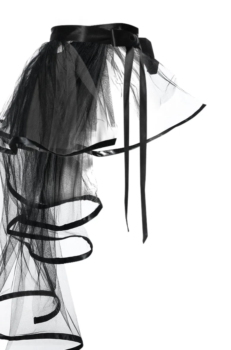 SECRET SELF TIE SHEER RUFFLE BELT IN BLACK sold by AKIRA product image thumbnail 4