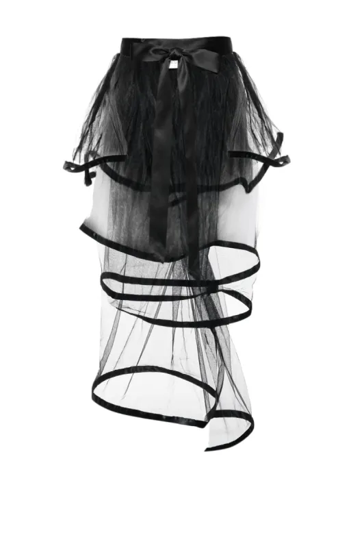 SECRET SELF TIE SHEER RUFFLE BELT IN BLACK sold by AKIRA