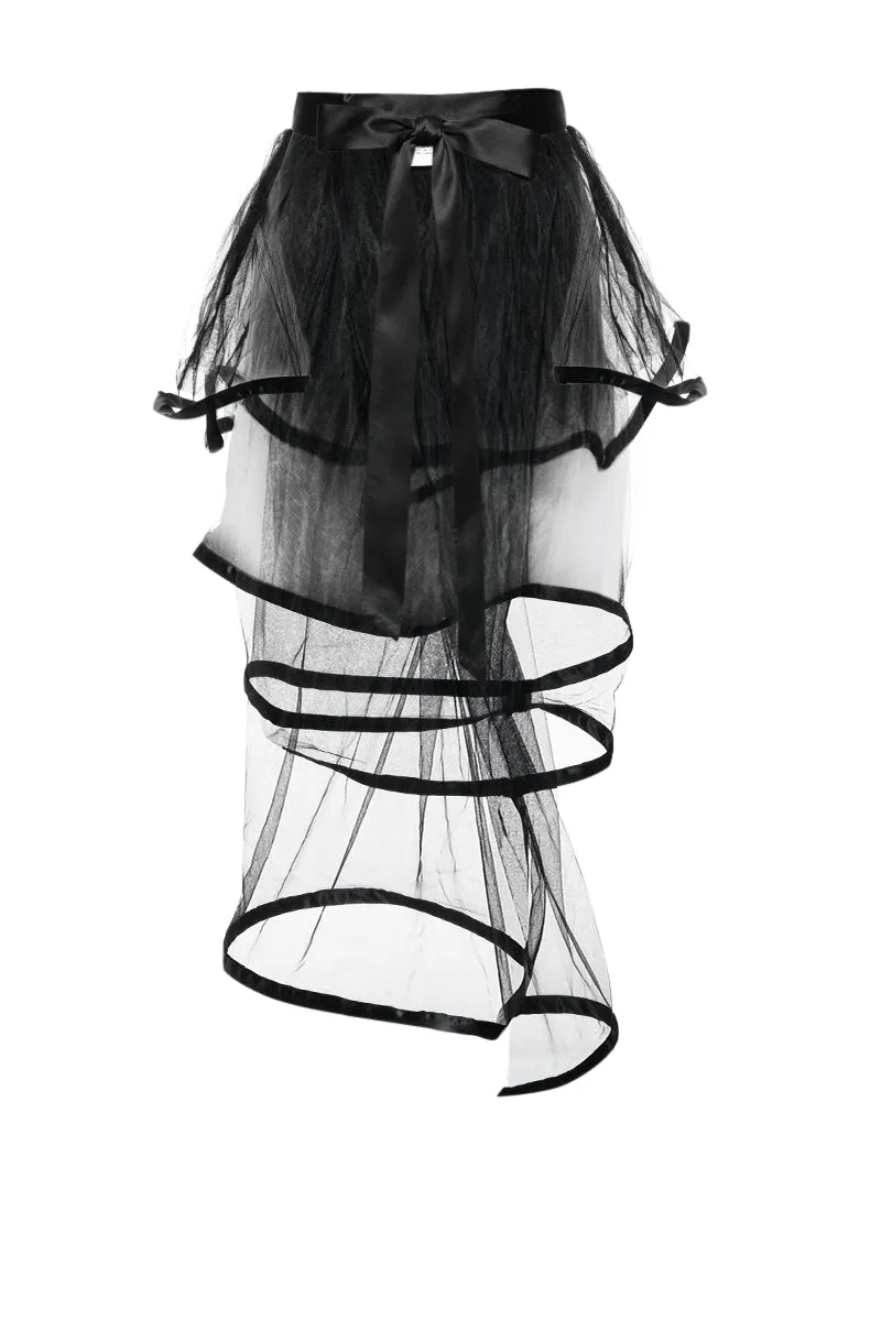 SECRET SELF TIE SHEER RUFFLE BELT IN BLACK sold by AKIRA