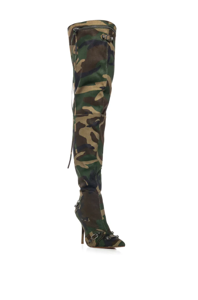 BEXIE CAMO THIGH HIGH STILETTO BOOT sold by AKIRA product image thumbnail 3
