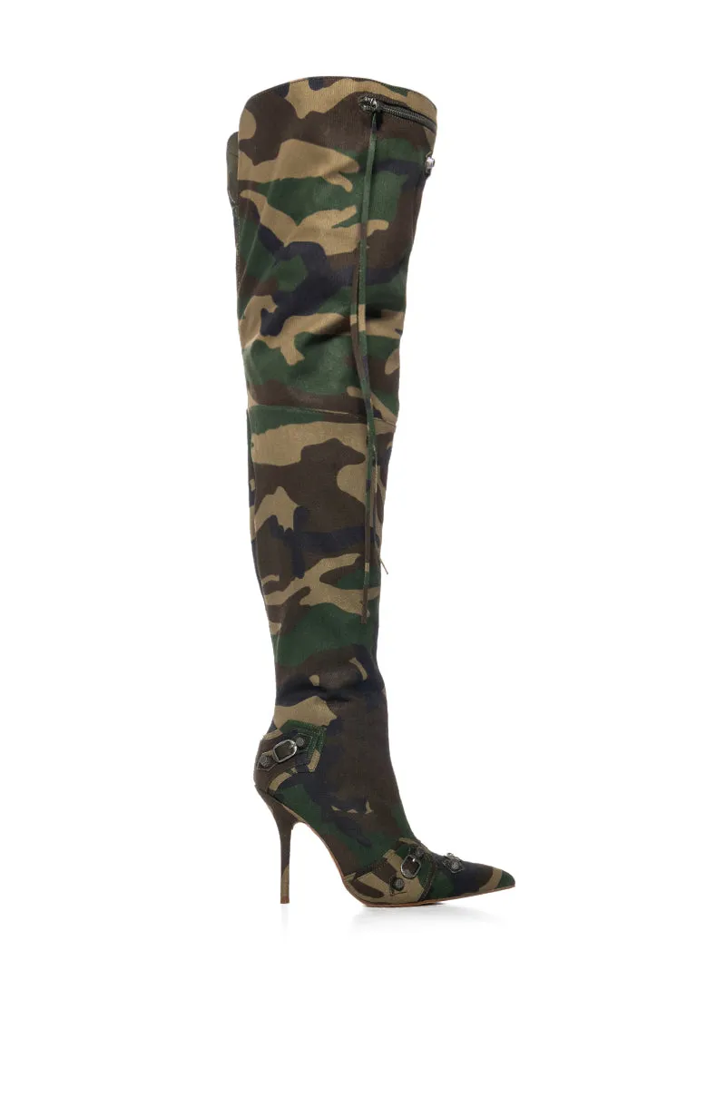 BEXIE CAMO THIGH HIGH STILETTO BOOT sold by AKIRA product image thumbnail 2