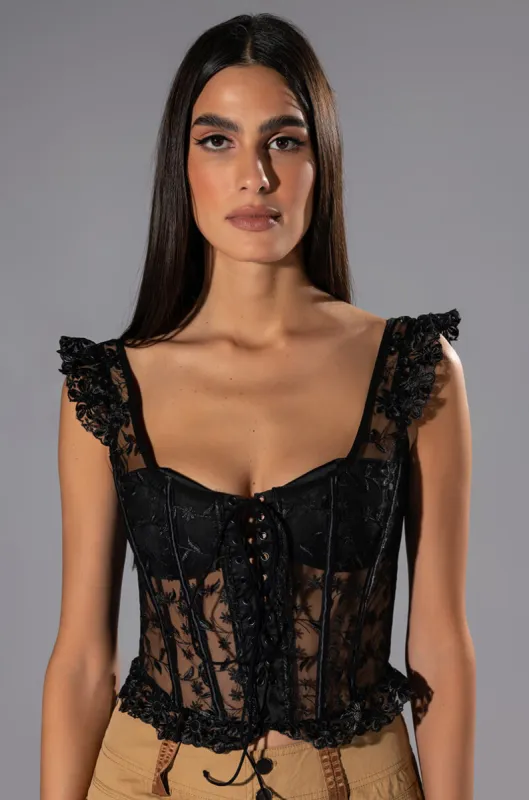 VEN AQUI LACE UP CORSET TOP sold by AKIRA