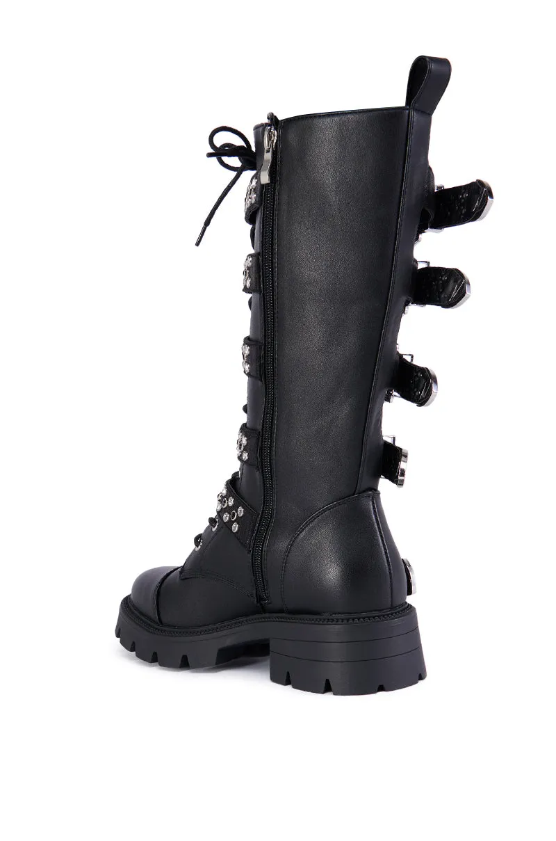 AZALEA WANG BALLADE BLACK EMBELLISHED RHINESTONE BUCKLE BOOT sold by AKIRA product image thumbnail 3