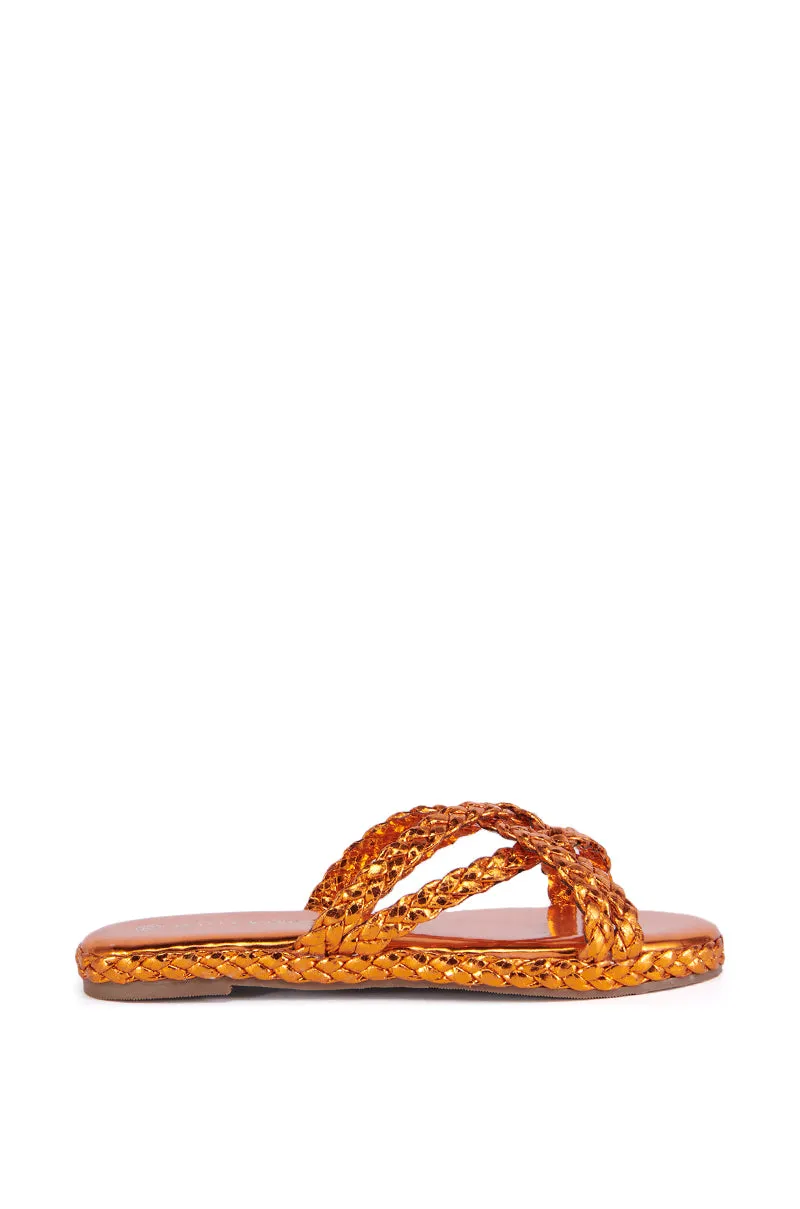 AZALEA WANG AMMON ORANGE METALLIC BRAIDED SANDAL sold by AKIRA product image thumbnail 3